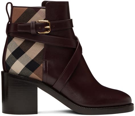 maroon burberry boots|burberry check back boots.